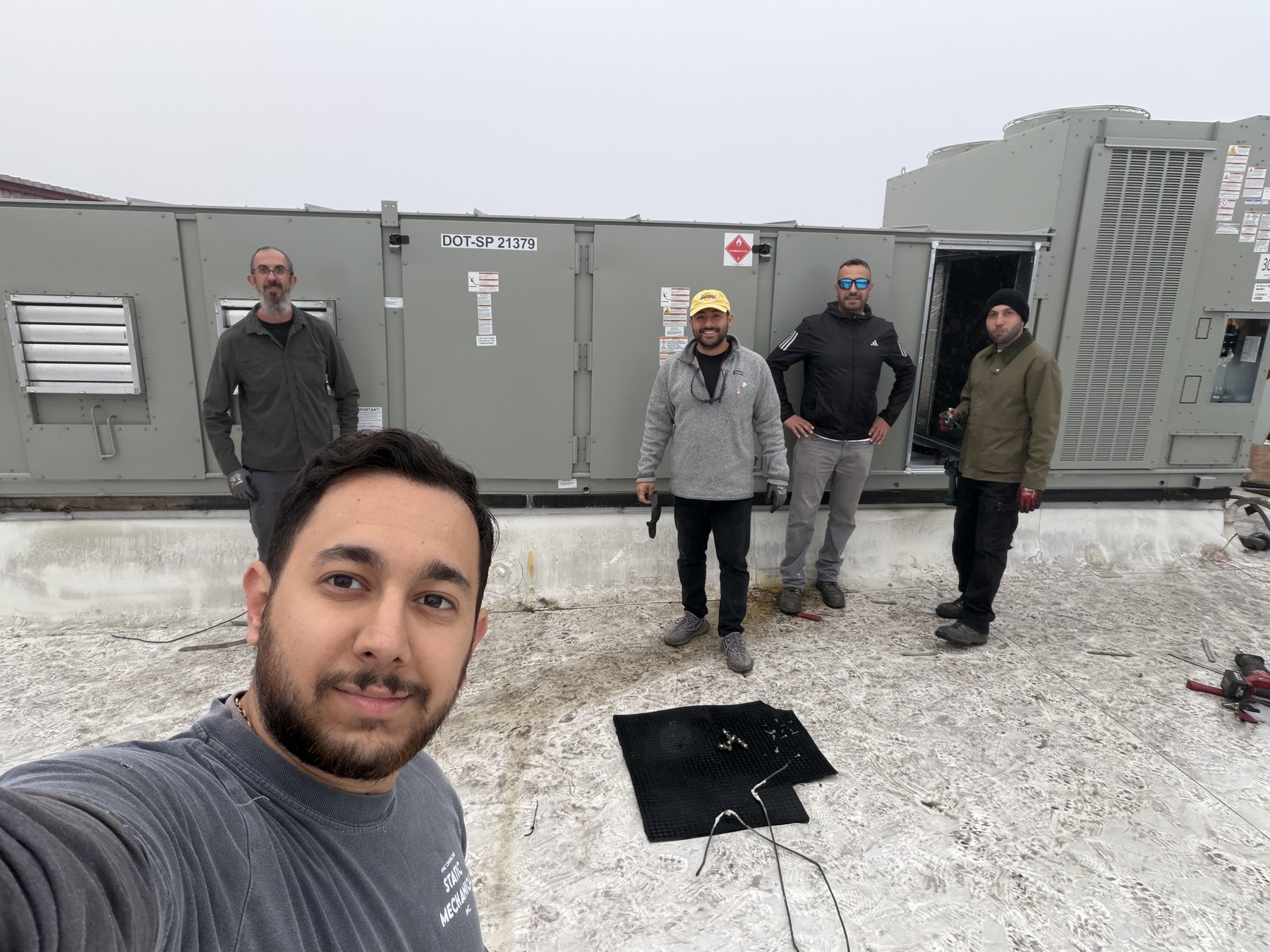 Static Mechanical crew on a commercial rooftop — Los Angeles, CA